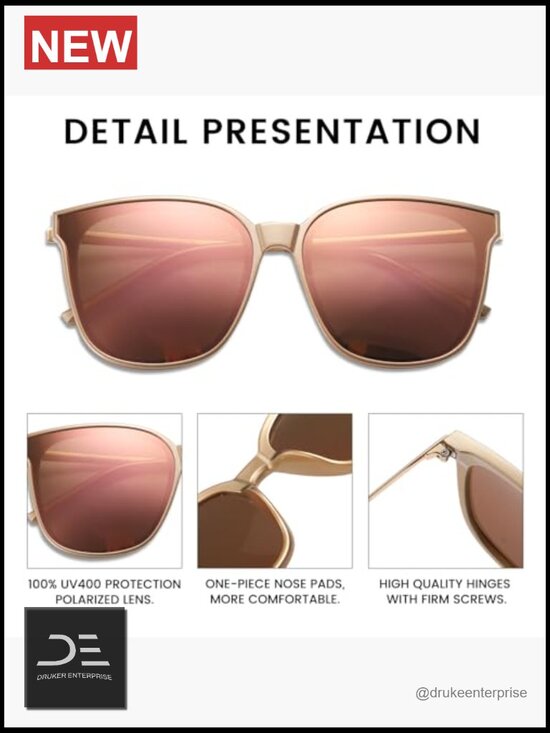Oversized Retro Square Polarized Sunglasses UV400 Lightweight TR90 Frame main image 7